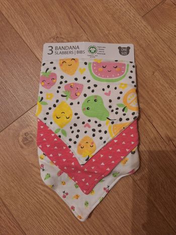 Lot de 3 bavoirs bandanas bébé fruits