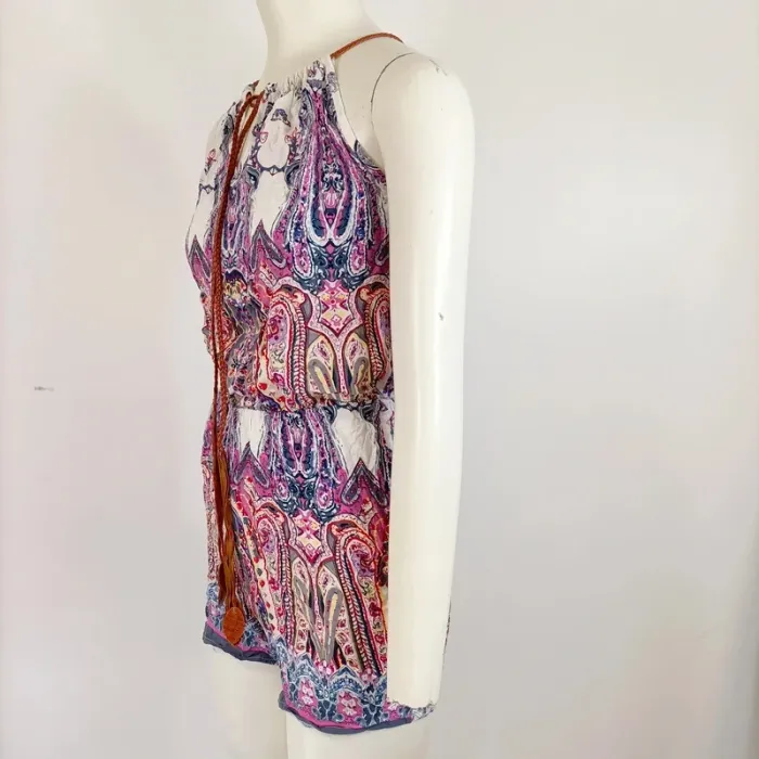 Combishort Lilie Rose multicolore à motifs bohèmes - Taille élastique - Taille 38 estimée A664 - photo numéro 2
