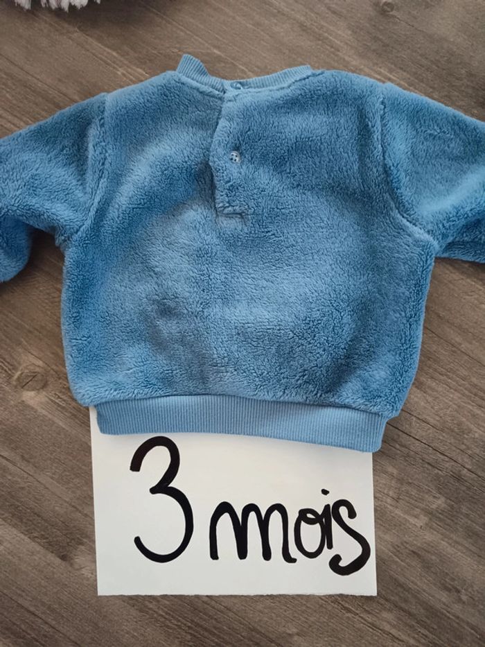 🌞 Pull bleu a pois et inscription happy 3 mois tex - photo numéro 3