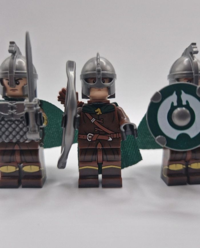 Figurines type lego 6 guerriers du rohan seigneur des anneaux / hobbit - photo numéro 3