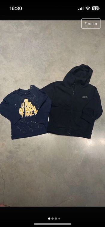 Lot de deux hauts grain de blé garçon 2 ans