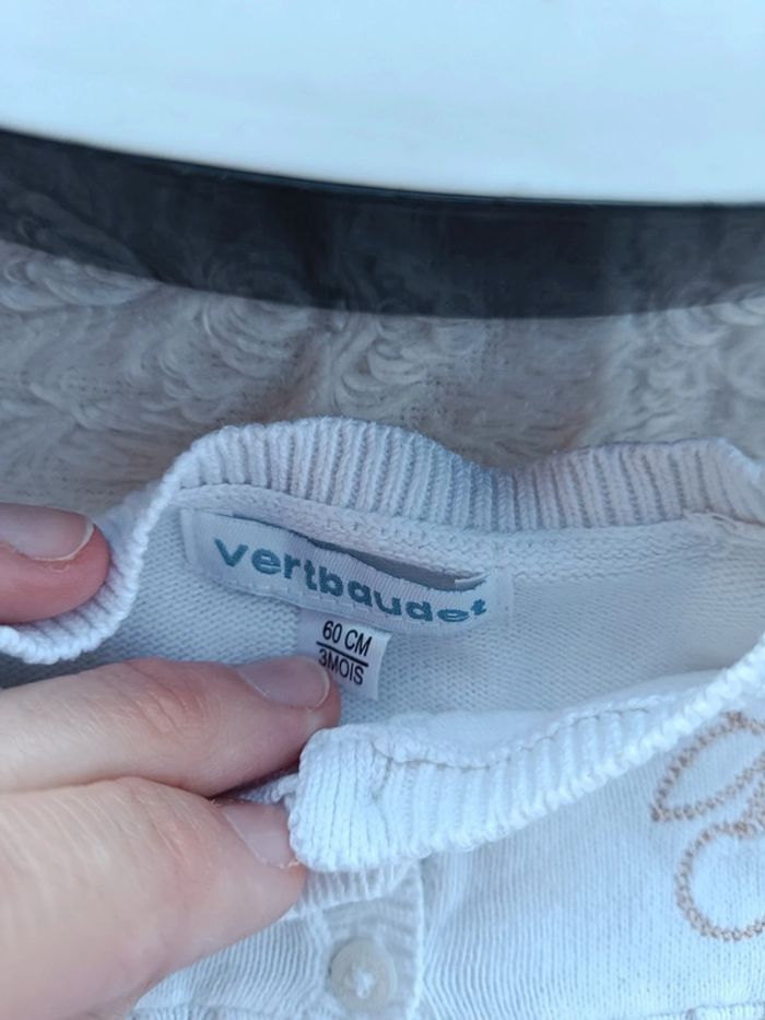 Gilet Fille 3 mois motif cerise Vertbaudet 100% coton - photo numéro 5