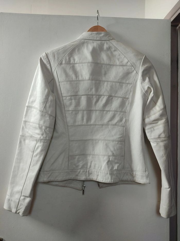 Veste femme blanche cuir d'agneau 38 Camaïeu Bon état - photo numéro 4