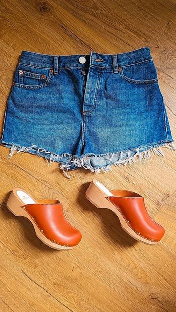Short Asos jeans destroy 38 bleu brut