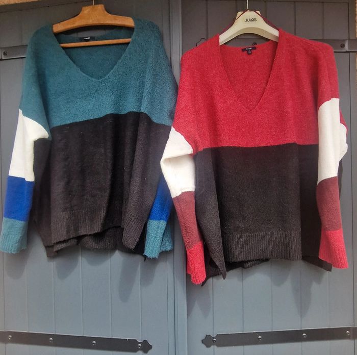 Lot pull tricolore bleu rouge blanc noir kiabi - photo numéro 2
