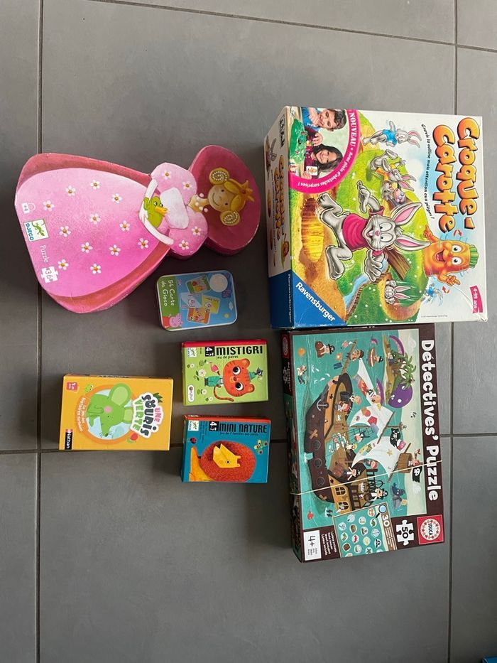 Lot 2: lot de 7 jeux jouet Djeco Nathan Ravensburger Puzzle cartes