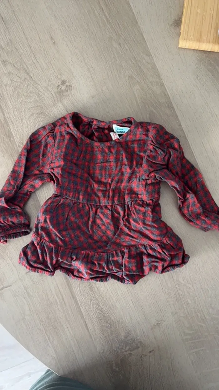 Blouse bébé à carreaux