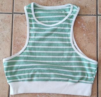 Top rayé vert et blanc Shein S