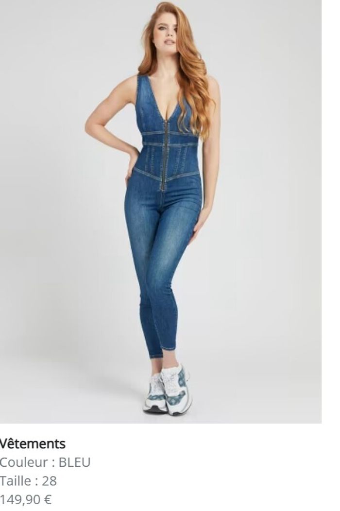Combinaison en jean bleu - Guess - photo numéro 4