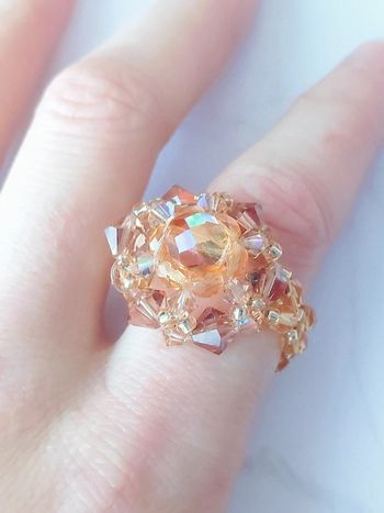 Bague y2k tissage perle tissé  jaune orange transparent