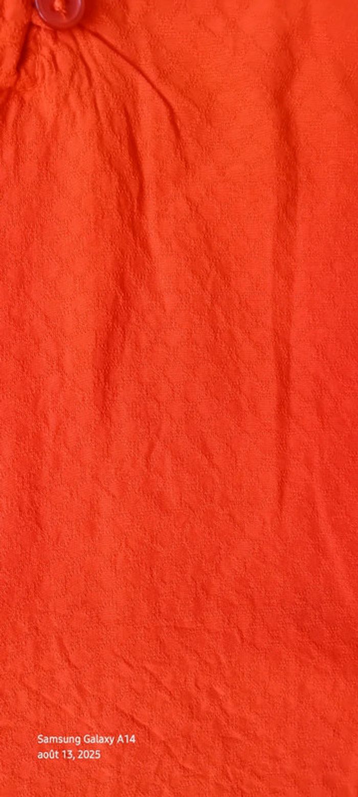 Blouse sans manches bimatiere col V boutonné gaufré orange femme 38 naf naf - photo numéro 16