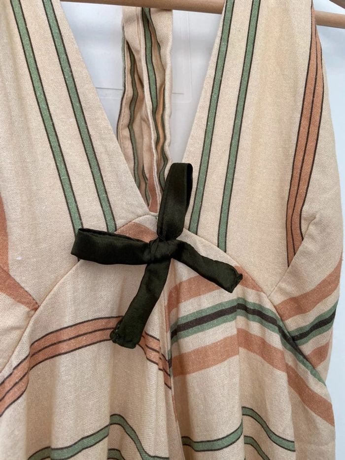 Robe courte crème à rayures Mélange lin Zara Taille S - photo numéro 3