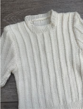 Pull tricot blanc manches courtes 2 ans