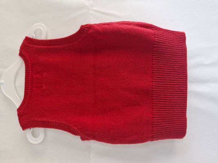 Pull sans manches 104 cm H&M – l.o.g.g Rouge avec losanges rose, blanc et argentés - photo numéro 2