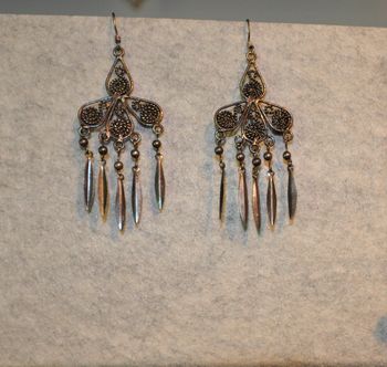 Boucles d'oreilles style oriental pendentif 6x2cm