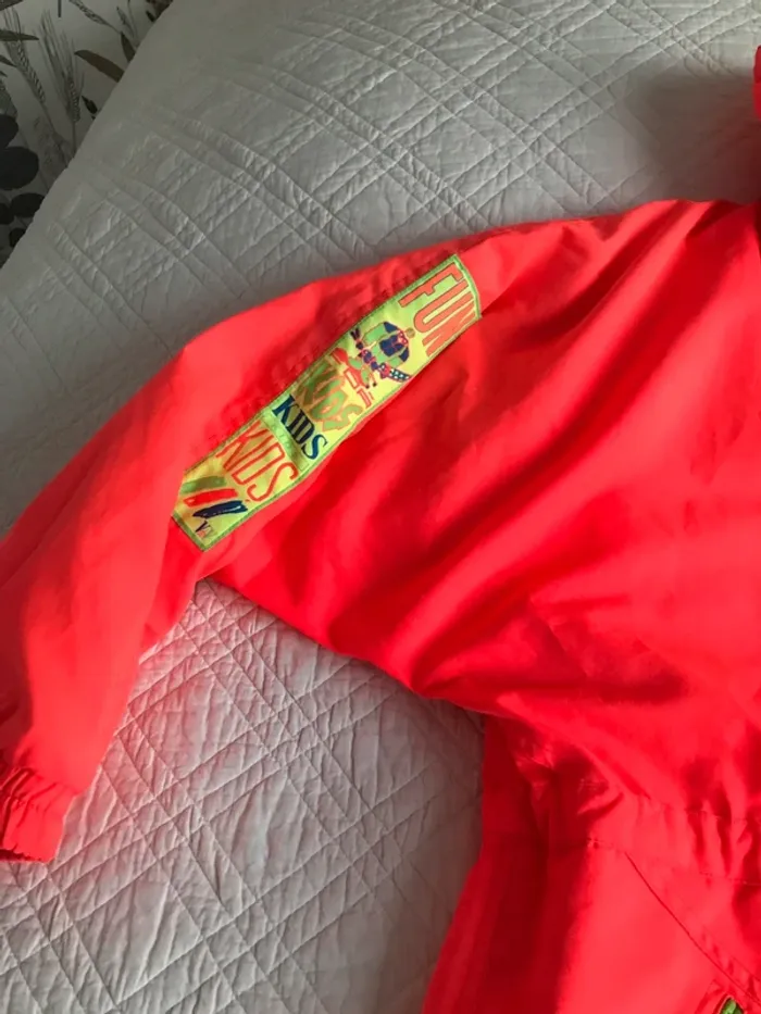 Salopette combinaison de ski rétro vintage orange fluo années 80 xs ou 12 ans - photo numéro 7