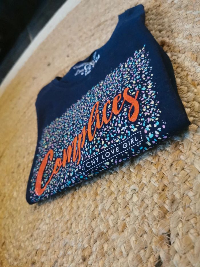 T shirt long complice 7 ans cny super etat bleu marine confettis - photo numéro 2