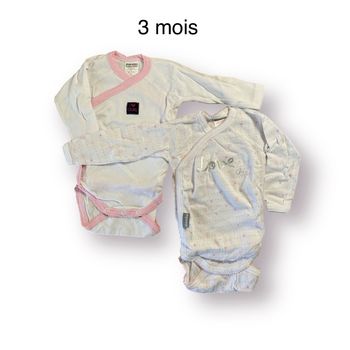 Absorba Lot de 2 Bodies blancs et roses Taille 3 mois