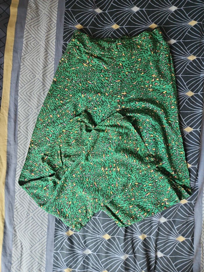 Pantalon fluide vert S Camaïeu