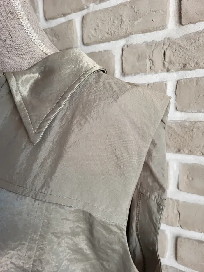 Veste chemise sans manches satinée kaki Formul' - Neuve et Made in France - photo numéro 6