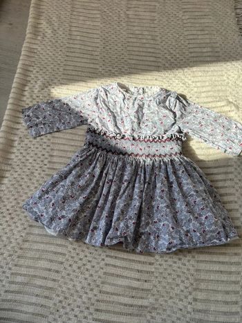 Robe manche longue smockée  fille 1-2 ans