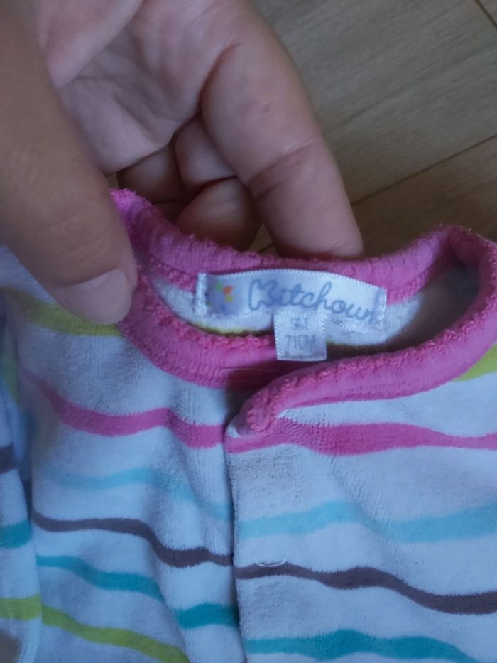 Grenouillère/pyjama velours fille Kitchoun 9 mois (78) - photo numéro 2
