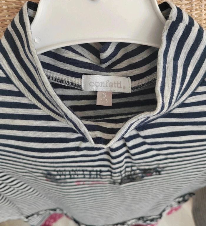 30 € Robe Confetti Bleu marine et bordeaux Rayures et à pois 6 ans Neuve sans étiquette - photo numéro 4
