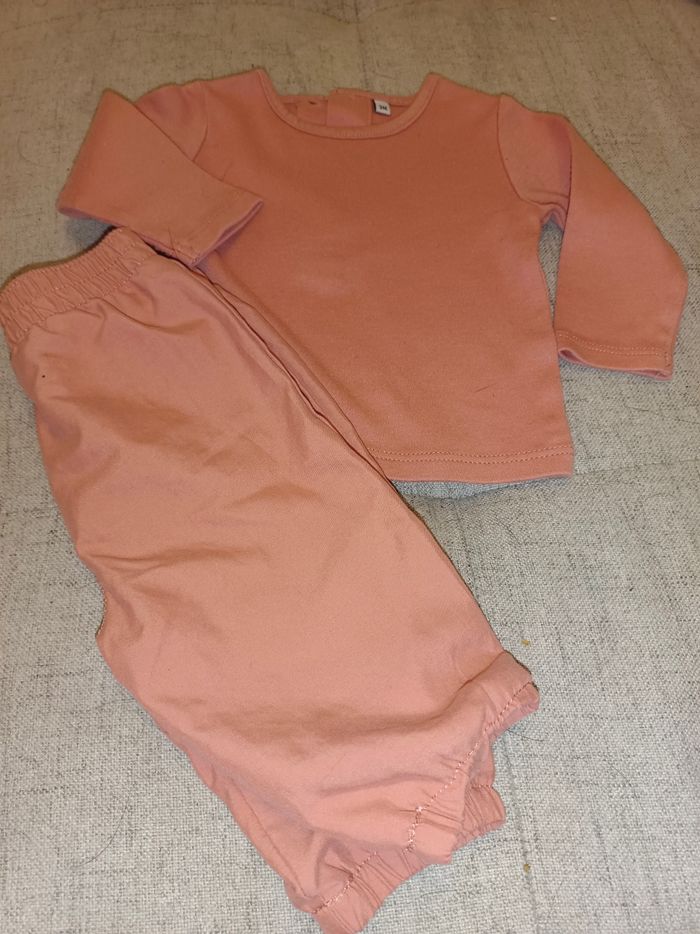 Ensemble pull et jogging vieux rose fille 3 mois - photo numéro 9
