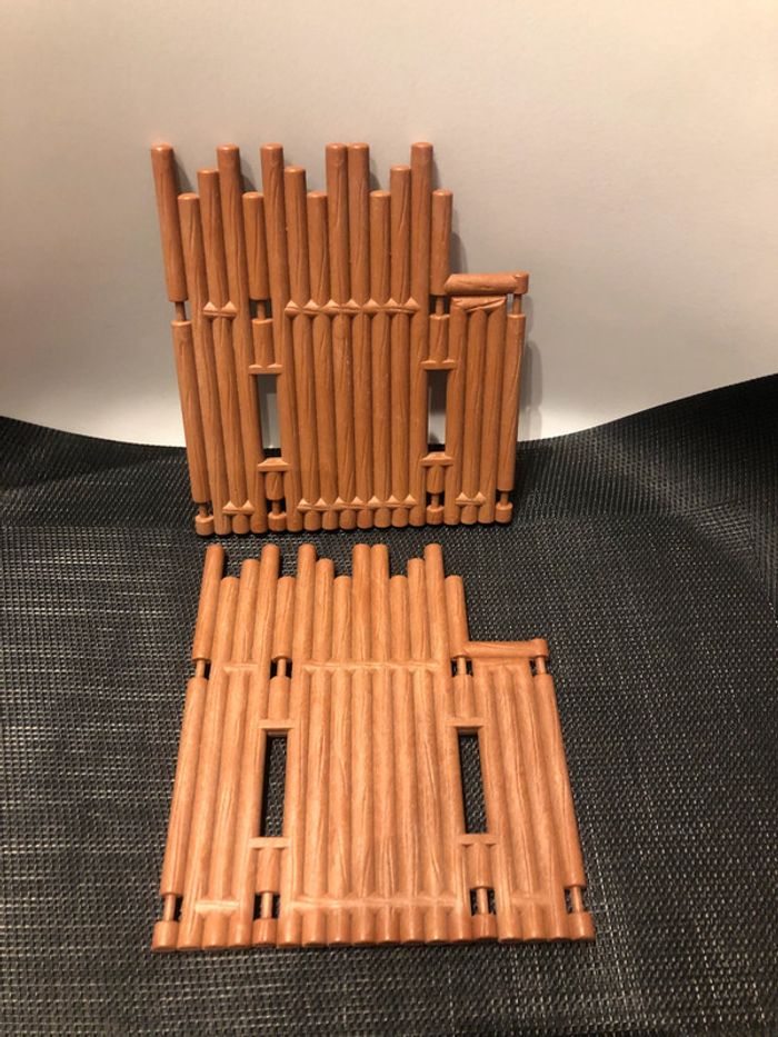 Playmobil lot 2 murs côtés palissades 14x16cm fort 3419 3773 3806 pièce détachée western