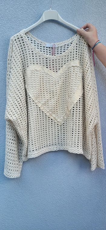 Pull crochet cœur tendance neuf