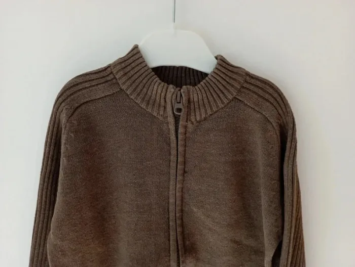 Pull zippé en maille vert kaki Tex 4-5 ans - photo numéro 3