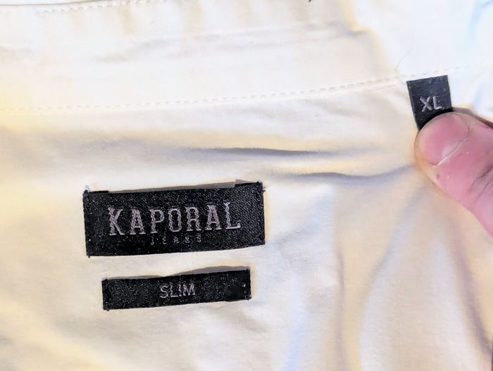 Chemise Kaporal Blanche Lignes Grises Manches Triple Lignes Arrière Vêtement Tendance Mode Hommes - photo numéro 8