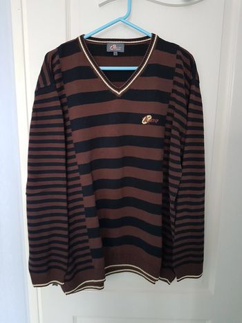 Pull à rayures marron et noir XL