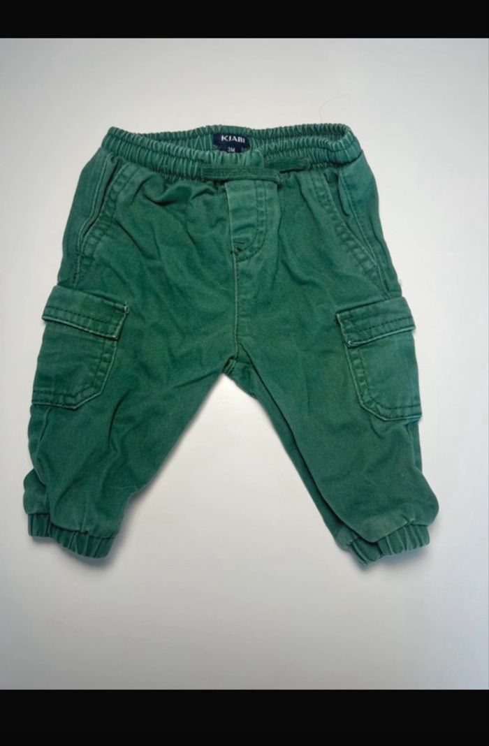 👖 Lot de 3 pantalons cargo bébé (bleu, beige, vert) - photo numéro 3