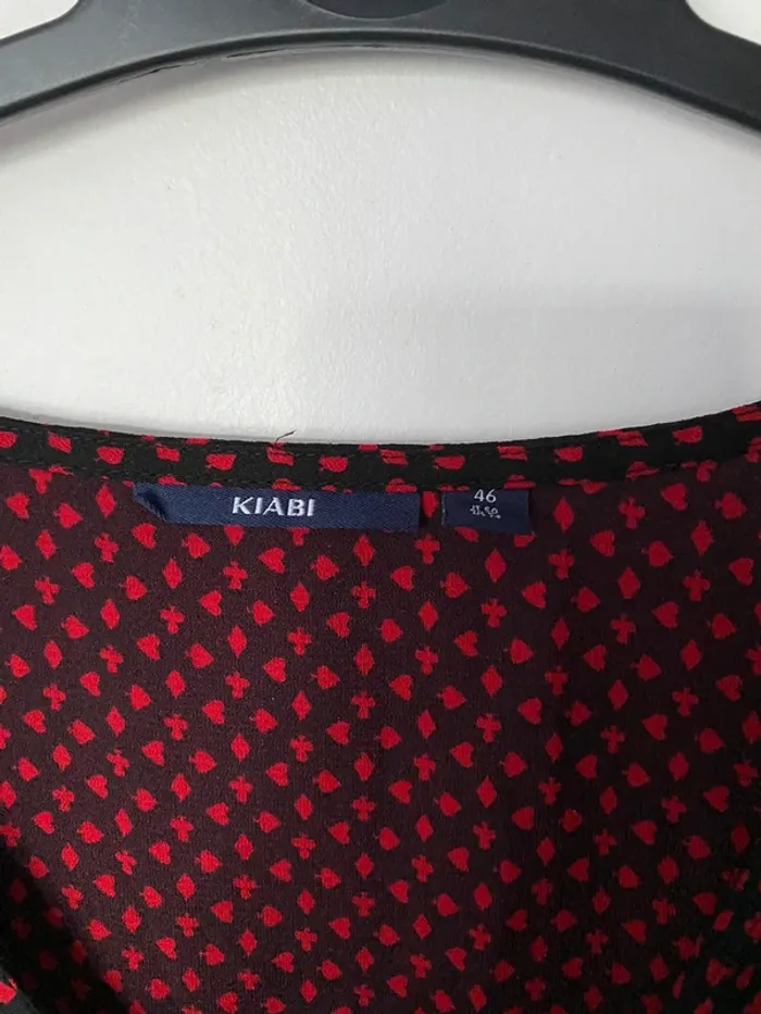 Robe grande taille 46 Kiabi bleu marine à motifs rouges - photo numéro 3