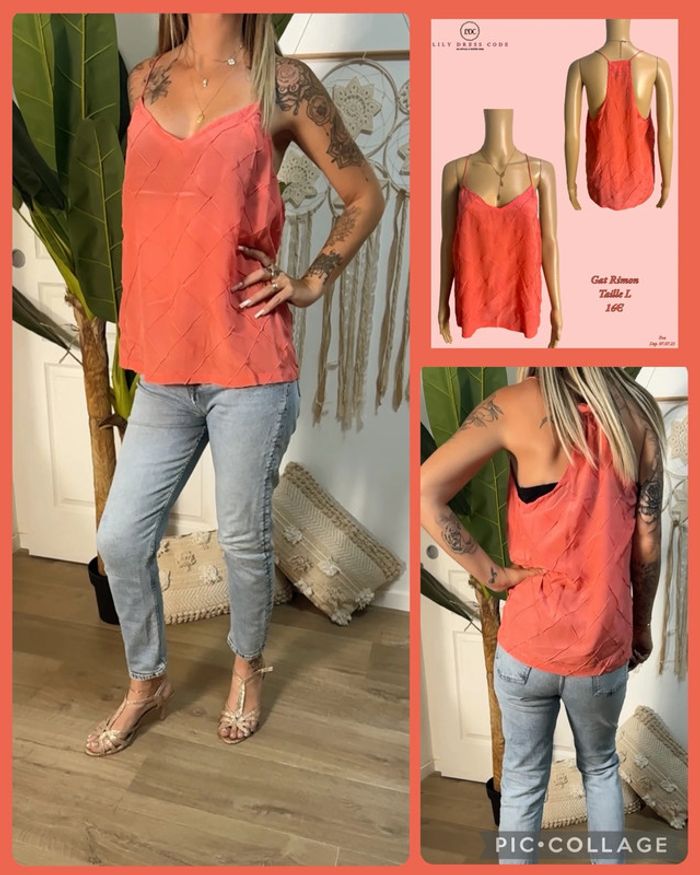 🍑 Débardeur corail texturé Gat Rimon – Taille L NEW 🍑
