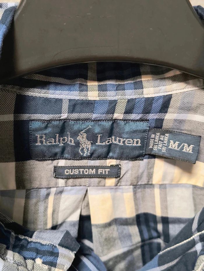 Chemise Ralph Lauren Vintage à Carreaux – Custom Fit – Bleu/Blanc (Taille M) - photo numéro 3