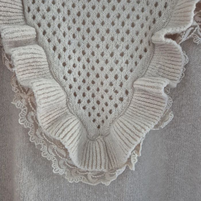 Pull beige en laine et dentelle - Exquiss's - Taille Unique - photo numéro 3