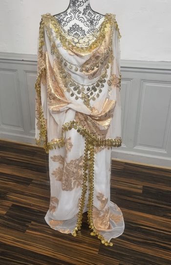 tenue traditionnelle chaoui melhfa enfant blanc et or taille 12/13 ans