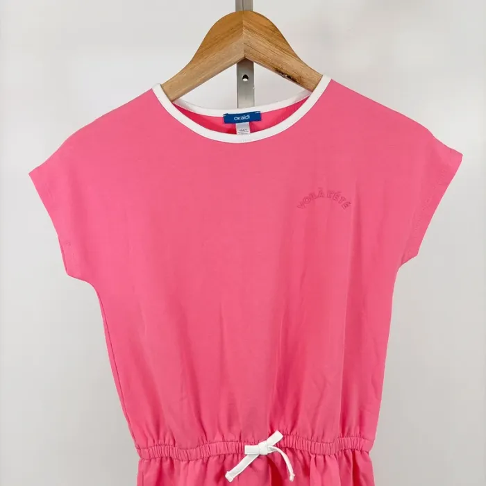 Robe rose corail fille Okaïdi 10 ans – taille 140 cm, cordon à la taille A1096 - photo numéro 2