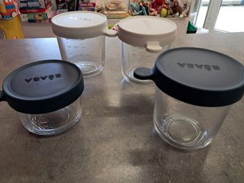 Lot de 4 pots de conservation diversification pot bébé beaba en verre