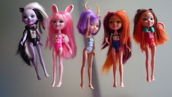 Lot de 5 poupées Enchantimals + 6 animaux Mattel