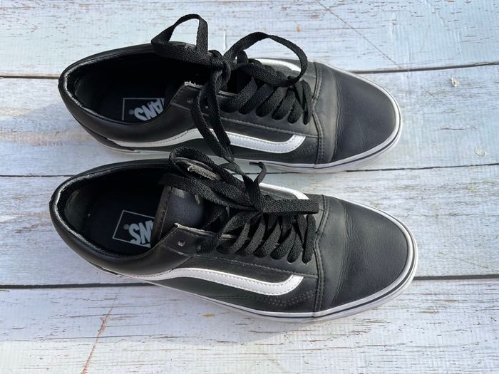 Vans old skool cuir noir - photo numéro 2