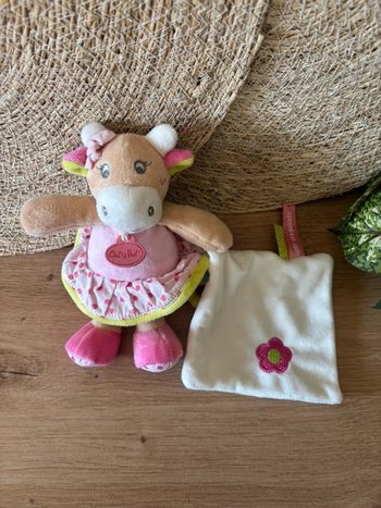 Doudou vache coquillette mouchoir fleur super craquante  baby nat ‘