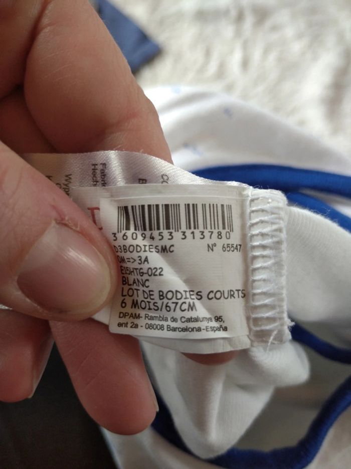 Lot de 2 bodies croisés manches courtes Mixte 6 mois souris Dpam 100% coton - photo numéro 8