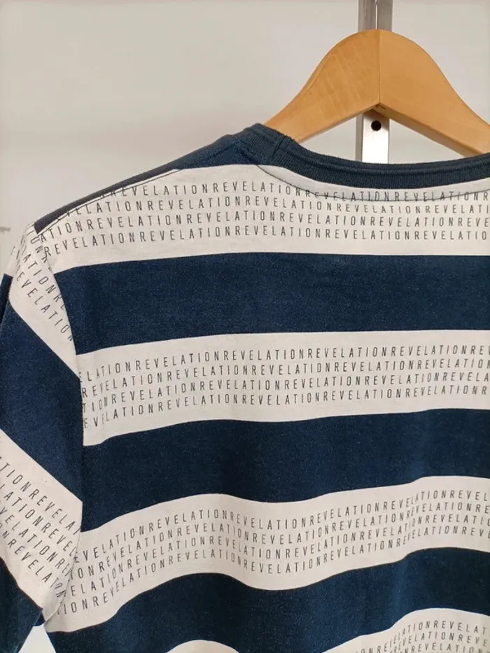 Tshirt à rayures bleues et blanc cassé marinière - Taille M - Revelation A372 - photo numéro 5