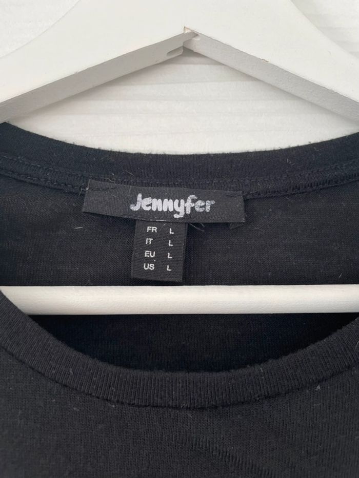 Haut t-shirt noir blocs jaune moutarde gris uni basique simple col rond manches courtes - photo numéro 4