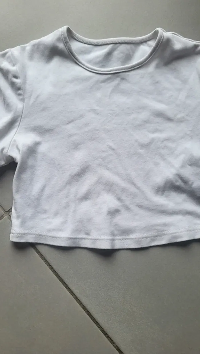 Tee-shirt court manches longues blanc - photo numéro 2