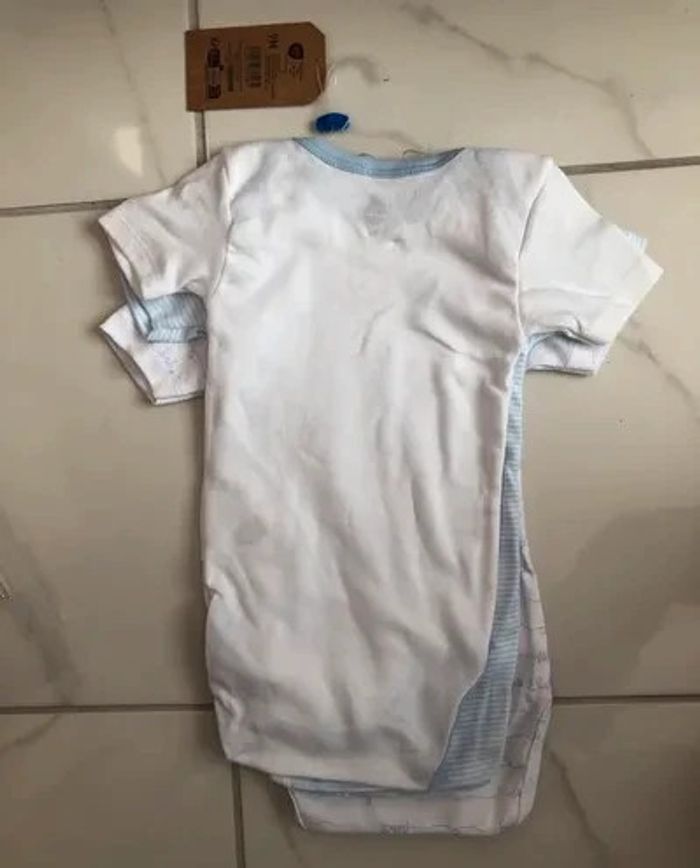 Lot de 3 Bodies manches courtes Sincere coton biologique T 9 mois neufs dans emballage - photo numéro 2