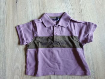 Polo manches courtes 6 mois mauve et marron